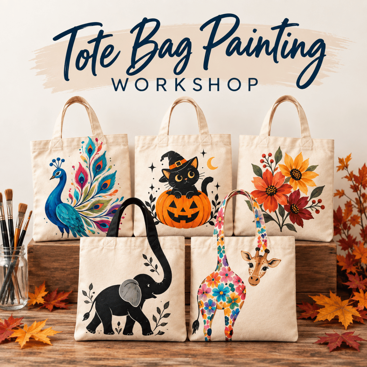 Paint a Tote Bag Painting Workshop - Saturday 24 October 2pm