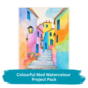 Colourful Med Buildings Watercolour Project Pack – £7